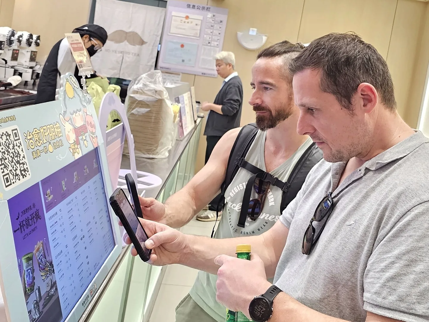 Reviewing a supplier catalogue at the fair