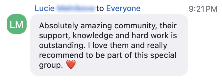Lucie: amazing community, their support and knowledge is outstanding